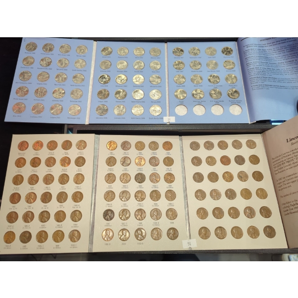 Completed Folders of Statehood Quarters and Lincoln Pennies 1911-1958
