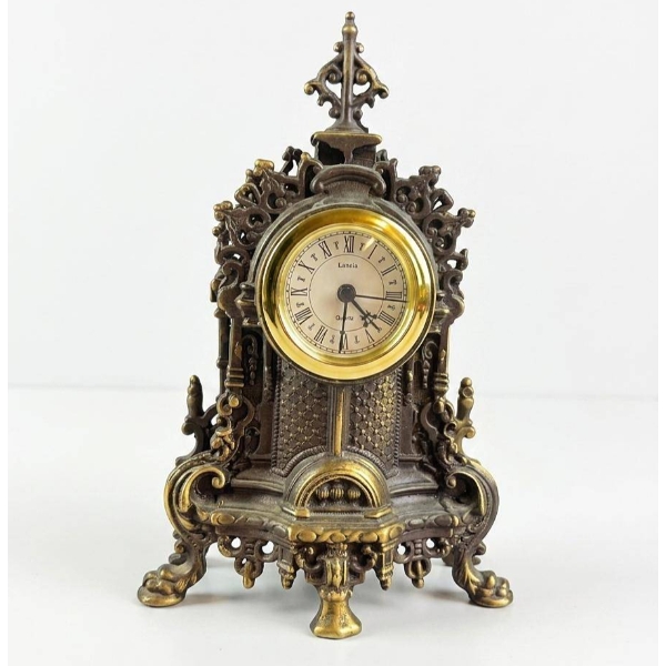 Uranio Quartz Ornate Brass Tone Mantel Clock