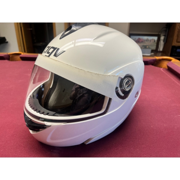 white AGV Longway 2 motorcycle helmet.

