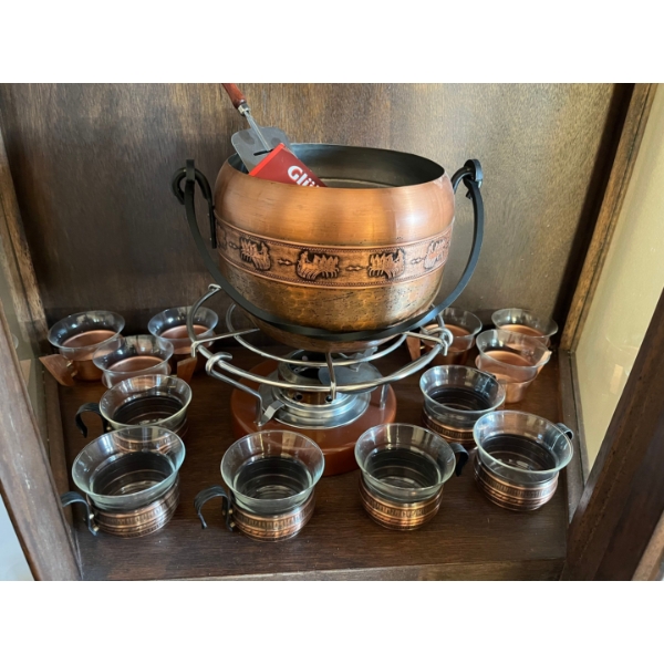  Copper mulled wine set with 12 cups