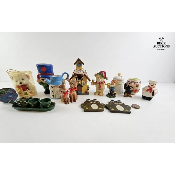 Collection Of Vintage Ceramic And Porcelain Decorative Figurines Deer Shaped Salt And Pepper Shakers