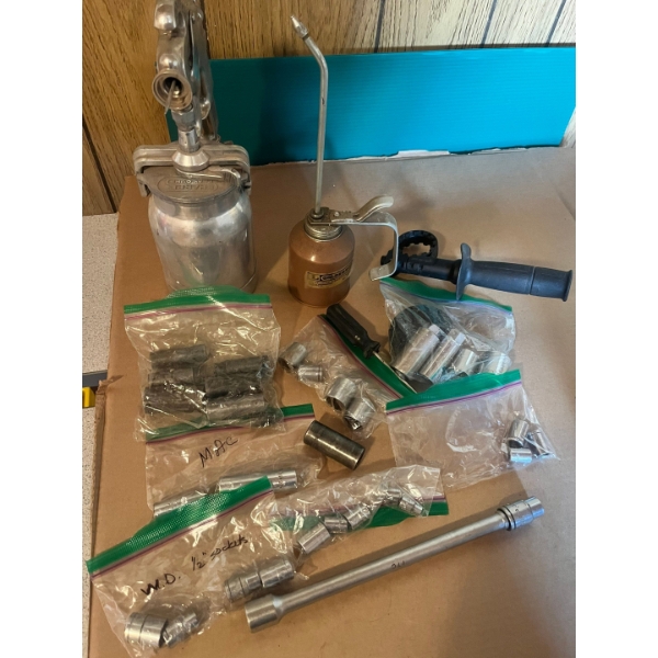 Automotive paint sprayer ( sharpe spray guns)collection of sockets. ( Mac, Malaysia, Master Craft, W