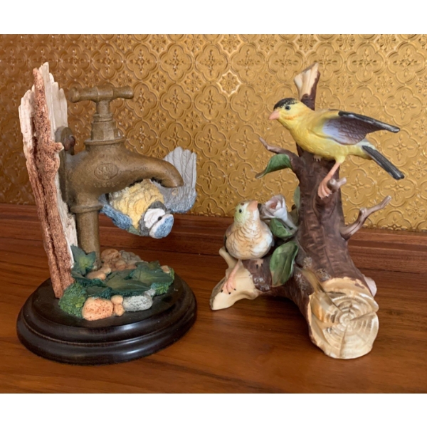'Bluetit on Tap' Country Artists Handcrafted Bird Figurine, Plus Another Lovely Bird Figurine 
