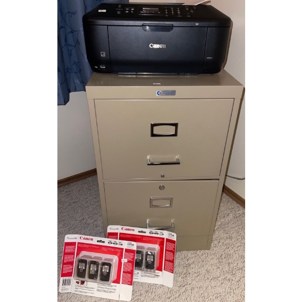Home Office Essentials Filing Cabinet 18x24x29 w/ Canon Printer & Ink Jet Refills