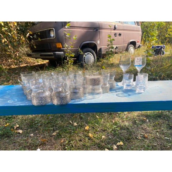 Glassware With Metal Design