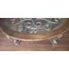 Image 3 : Wooden Coffee Table w/ Bevelled Glass Top and Scroll Design 48 W, 34 D, 21 T 