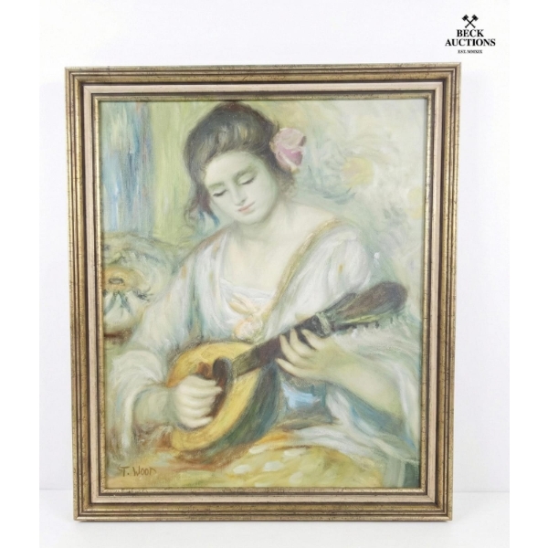Reproduction Of The Painting Girl With A Mandolin By The French Impressionist Artist Pierre-Auguste 