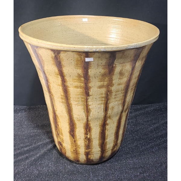 Tall Planter w/ Striped Design 18.5" Diameter Top, 20.5 T 