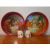 Image 1 : Religious Themed Metal Trays w/ Bone Carved Elephants 