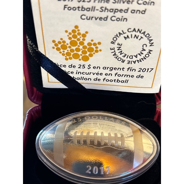 2017 $25 Football-Shaped Curved Pure Silver Coin