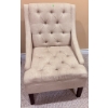 Image 3 : Tufted Linen Accent Chair and Ornate Oval Wall Mirror