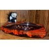 Image 1 : Mid Century Modern Glass Blown Ashtray w/ mini skunk ornament 