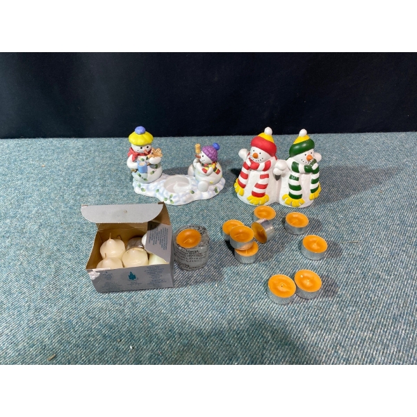 Christmas Snowman Candle Holders & Scented Candles 