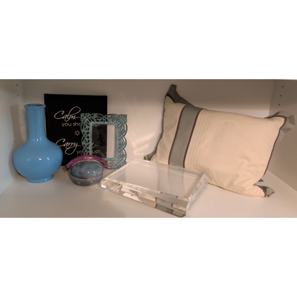 Glam Room Decor - Porcelain Alchemy Vase Trinket Dish Crystal Pedestal Spa Pillow & More