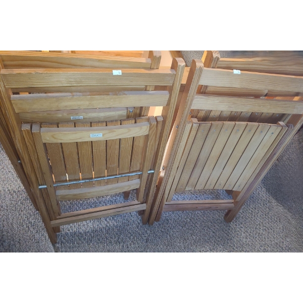 Set of Four Folding Wooden Chairs 18 W, 20 D, 30 T 