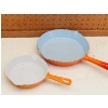 Image 5 : Vintage Vibrant Orange Enamel Cast Iron Frying Pan Set