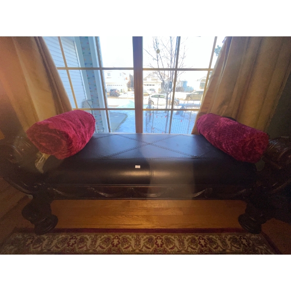 Mahogany & Leather Bench - Gorgeous 50L x 19D x 24T
