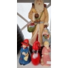 Image 6 : Trio of Snowmen 4 W, 5.5 T, Wooden Vase 4" Top, 11 T, Red Glass "Santa" 5 T, Winter Scene Glass 6 T