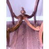 Image 4 : Antique Carved Wood Side Table With Glass Top and Cabriole Legs