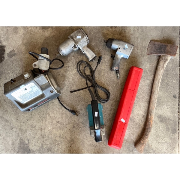 Mikita jigsaw Pneumatic air gun and black and decker heavy duty industrial drill bit sharpener and a