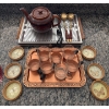 Image 1 : Copper Tray w/ Glasses, Preserved Butterfly Coasters, Salton Cooking Tray, Brass Spoon & Spork 