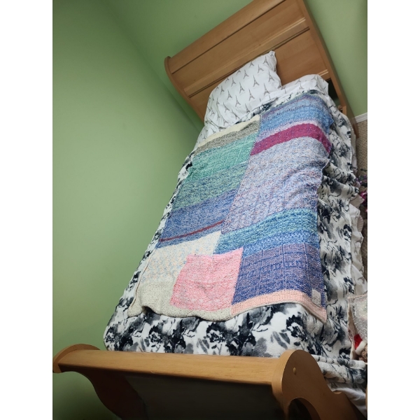 Light Finish MDF Twin Bed 41 W, 92 D, 47 T, Includes Mattress 