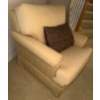 Image 2 : Cream Colored Skirted Club Chair w/ Decorative Throw Pillow 34x31x32