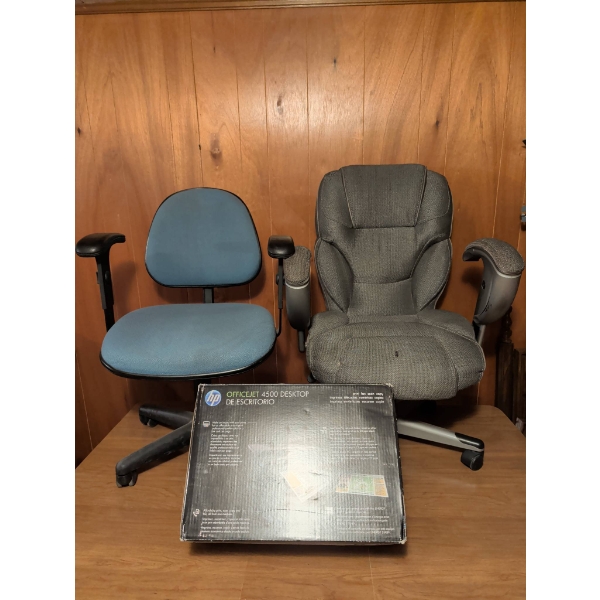 Office Chair Pair with HP OfficeJet 4500 Desktop Printer (In Box)