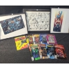 Image 1 : Selection of Comics, Metal Batman No.1 Sign 7.5 x 11, Framed: Art 23 X 19 and Prints 20.5 x 16.5