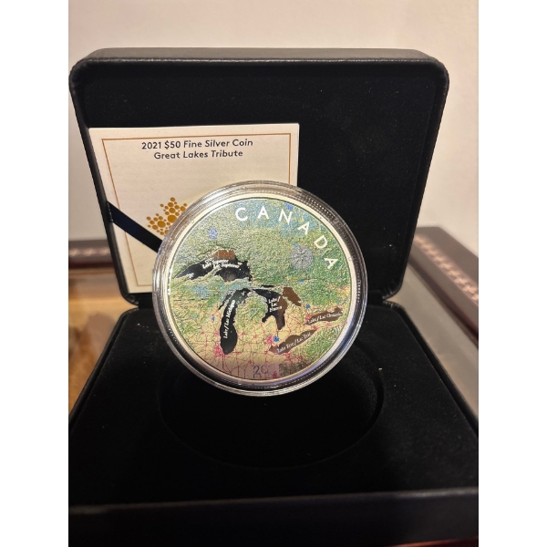 2021 $50 Fine Silver Coin Great lakes Tribute 