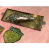 Image 2 : Enameled Brass Trinket Box w/ Jewelry Tray Gorgeous Abalone Coy Fish & more