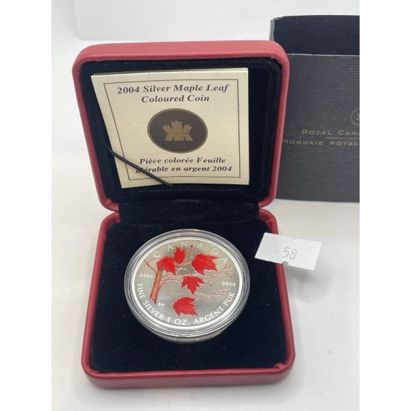 2004 Silver Maple Leaf Coloured Coin Fine Silver 