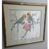 Image 1 : Framed Fine Stitching of Parrots on Silk 22 X 21