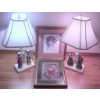 Image 2 : Two Figurine Table Lamps with Framed Artwork