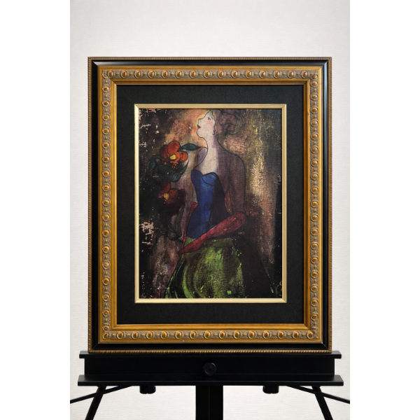 Linda le Kniff titled Obichelle Oil painting on a wood panel, signed in pigment at the bottom, sign,