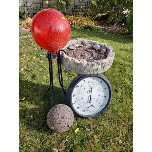 Assorted Garden Decor with Birdbath (25"T, 19" Diameter) 