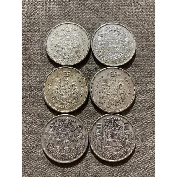 Canadian 50-cent Pieces 11.66 g Silver (.800)