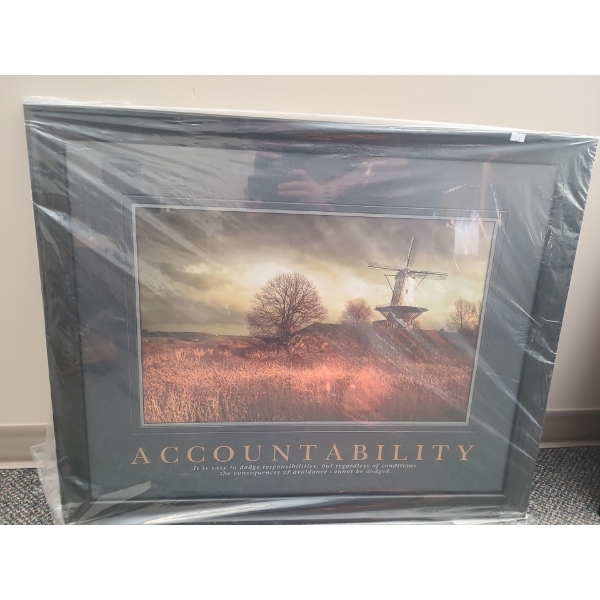 Inspirational Print 33 X 27 "Accountability", Framed Under Glass