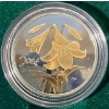 Image 2 : 2004 50-Cent 22K Gold Plated Golden Easter Lily Coin 92.5% Silver 9.3 Grams