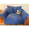 Image 1 : Blue Upholstered Armchair with Rolled Arms and Removable Cushions
