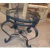 Image 2 : Metal and Glass Table 24 Diameter, 21 T with Lamp 31 T and Bamboo Side Table 21 W, 17 T