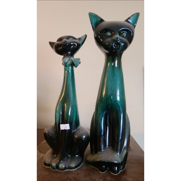 Blue Mountain Pottery Pair of Ceramic Cats, Tallest: 14 T