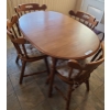 Image 1 : Wood Oval Kitchen Table 47 w  34 d 29 1/2 h & Chairs 18 w 32 h, additional leaf also included