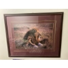 Image 1 : Framed Lion and Cub Wildlife Photograph with Double Matting