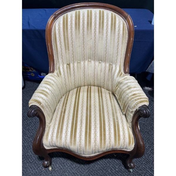 Louis XVI Style Hardwood Chair on Caster Wheels - 28Wx32Dx37H, seat height 16H