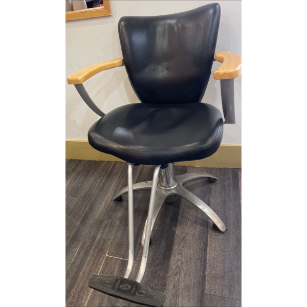 Orbit Hydraulic Salon Styling Chair 2 - Genuine Leather w/ Brushed Nickel - 22x24x37