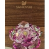 Image 1 : Swarovski Crystal Pink Flower Figurine with Green Leaves