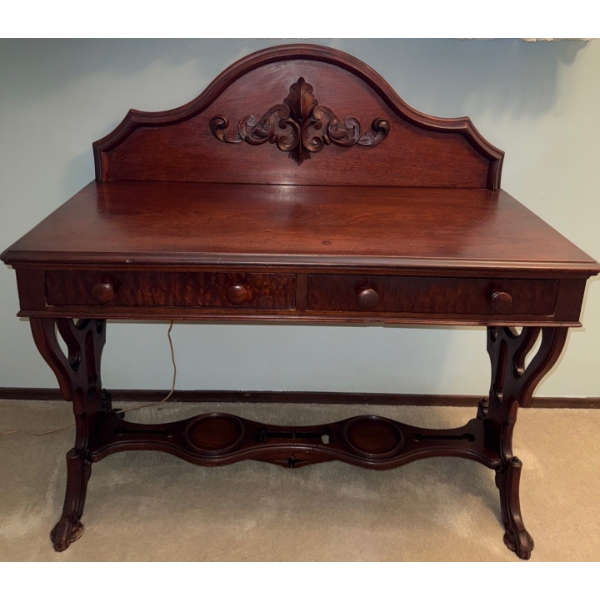 Antique Victorian Carved Walnut Secretary Desk/Vanity Late 1800's  44x22x41"t