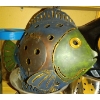Image 2 : Assortment of Kitchen Items & Decorations   Strainer, Mixer, Cannister, Fish Decoration w/Jug & Cup