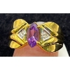 Image 1 : 10K Gold, Amethyst and Diamond Ring (total weight 3.3g)
